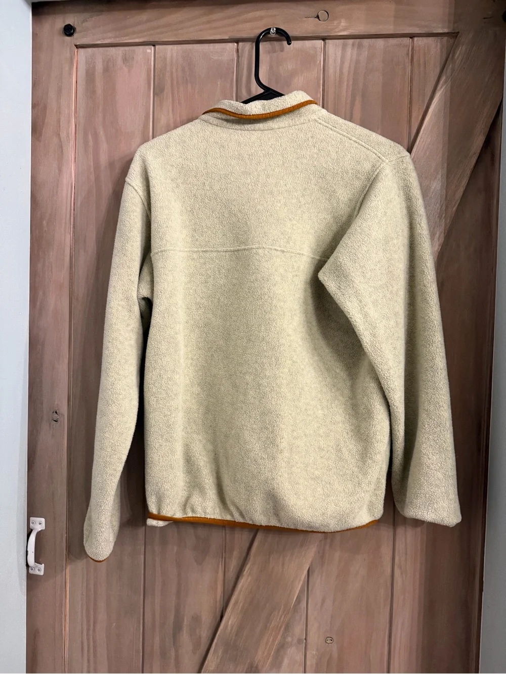 Patagonia Cream Fleece Pullover with Mustard Trim - Picture 5 of 7